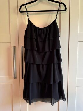 LOFT Black Layered Spaghetti-Strap Mini Dress